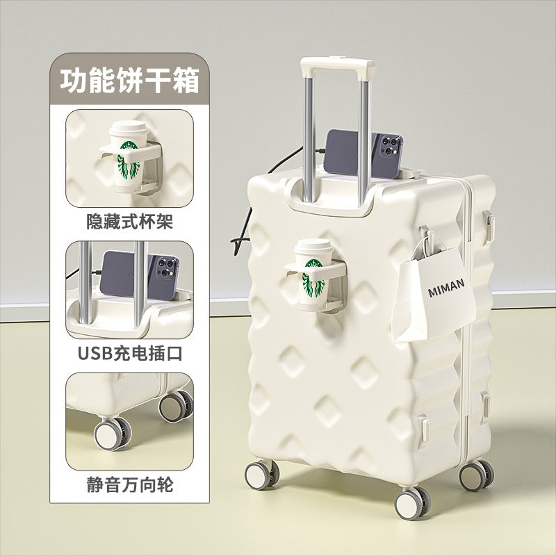 Large-capacity suitcase female 2024 new suitcase 20-inch boarding rod password leather case universal wheel parent-child