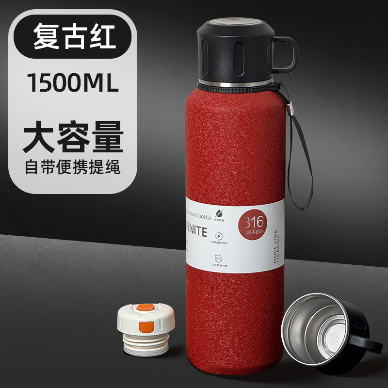 316l stainless steel vacuum insulated thermos - all steel construction, large capacity, portable for men's outdoor travel, hiking, and mountaineering