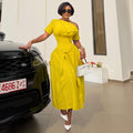 European and american women's clothing  summer new sweet and fresh asymmetrical neck off-shoulder short sleeve high-waisted slimming midi dress