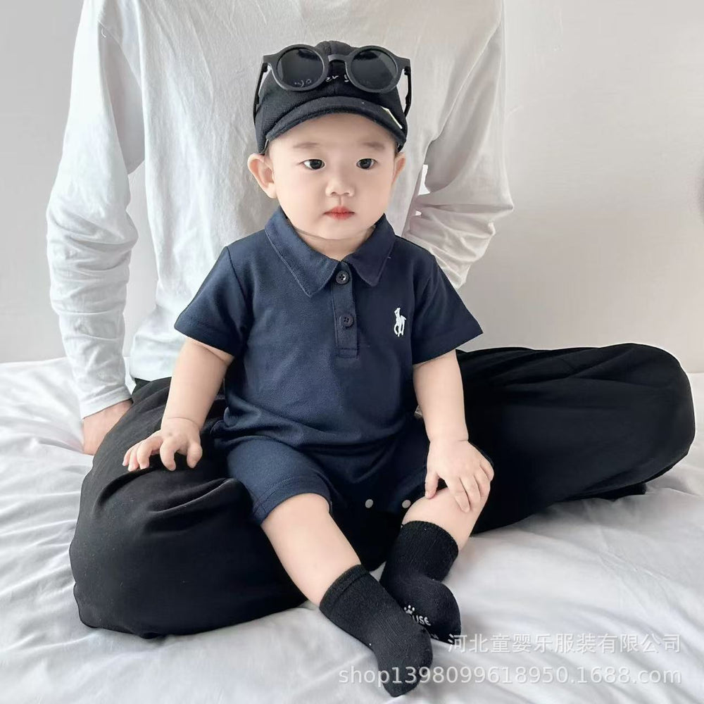 Baby summer lightweight versatile short-sleeve romper, boys' summer outfit, kids' fashion short-sleeve polo shirt t-shirt