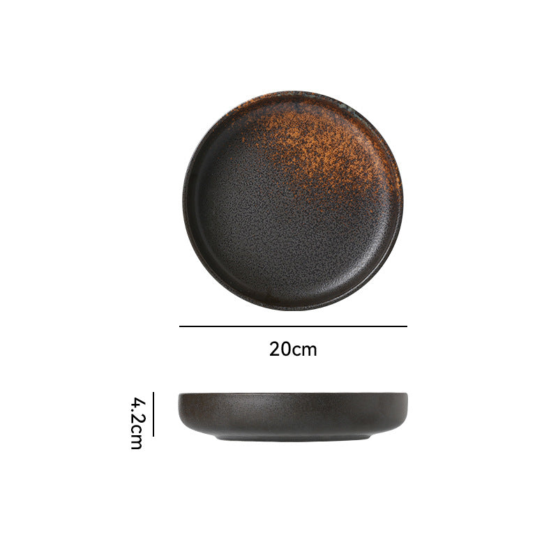 Japanese retro creative restaurant hotel rimmed ceramic western dinner plate deep plate steak plate classic stylish serving plate