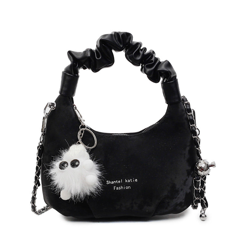 Cross-border high-end niche bag women's summer 2025 new chain shoulder messenger bag women's portable crescent bag