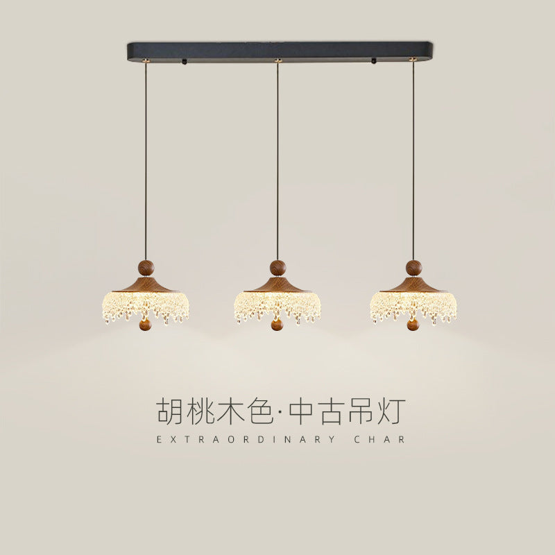 Medieval style walnut crystal flow chandelier retrofrenchaccessible luxury bar log b&b tea room living room restaurant