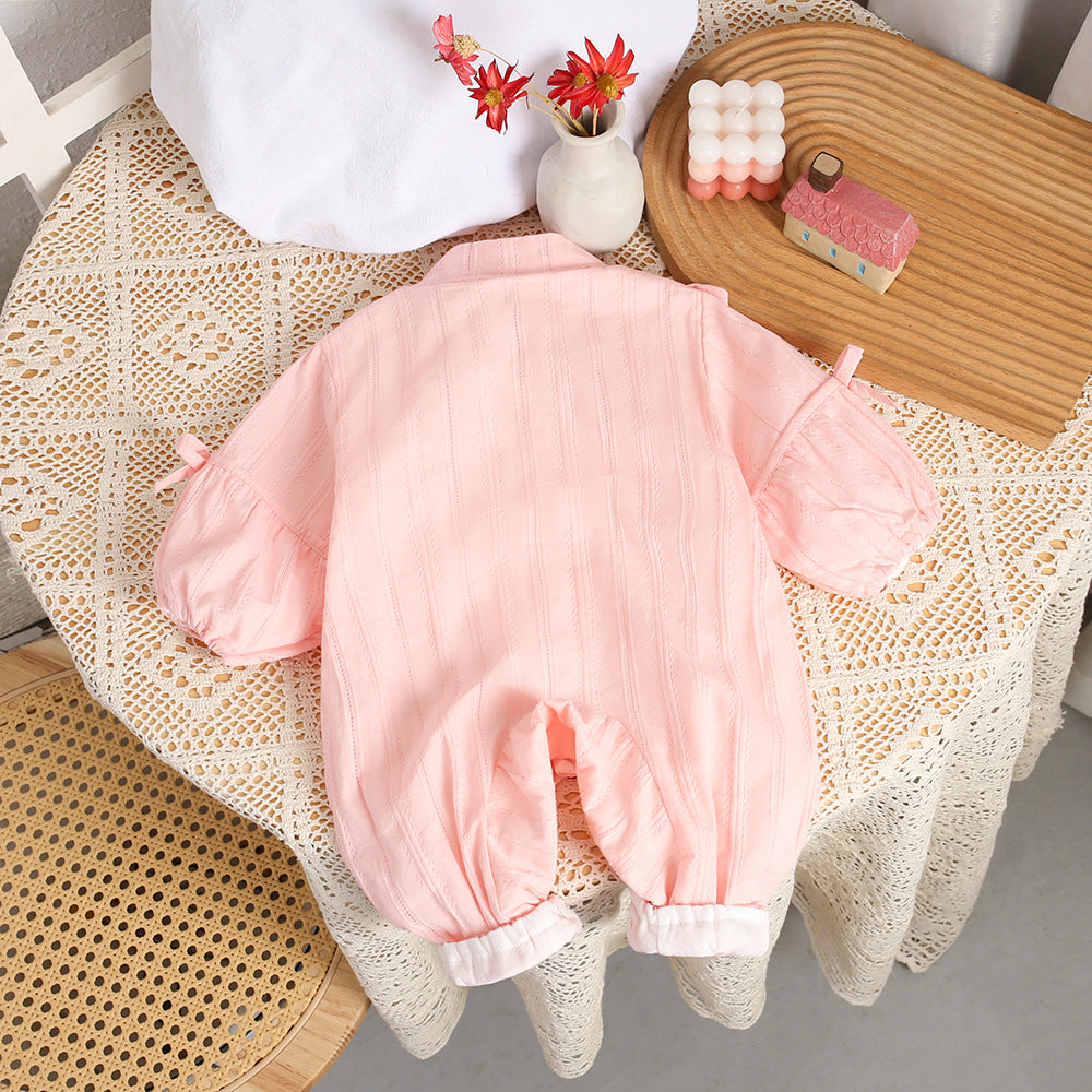 Baby spring autum chinese style outing clothes new newborn long sleeves rompers baby girl long sleeves outing one-piece
