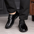 Men's summer hollow-out breathable casual shoes, soft leather korean style british trendy dad shoes, hidden heel leather clogs