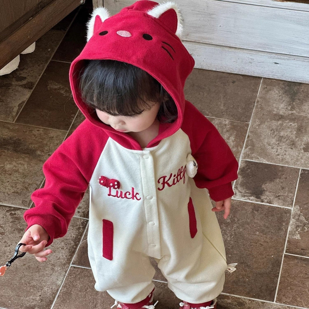 Autumnew arrival baby stylecute baby clothes autumautumn clothes one-piece hooded outing clothes super cute crawling clothes
