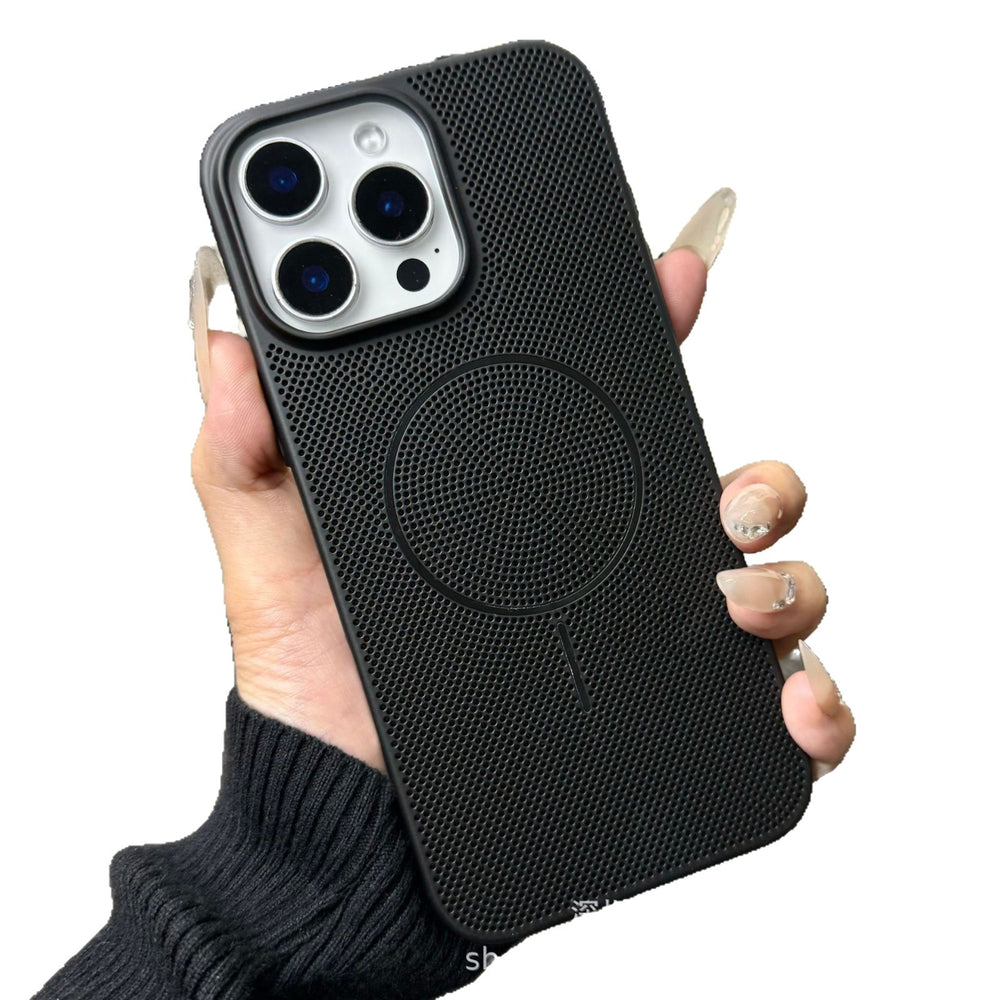 Suitable for iphone16 mobile phone case, summer breathable and heat dissipation magnetic mesh apple 17 simple anti-fall protective cover 11