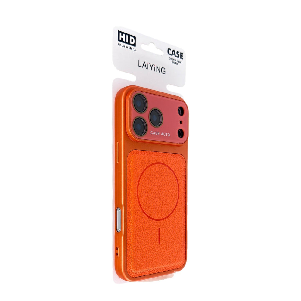 Crystal lens lychee grain magnetic apple 17 pro max phone case - cross-border iphone 11 drop-proof full coverage