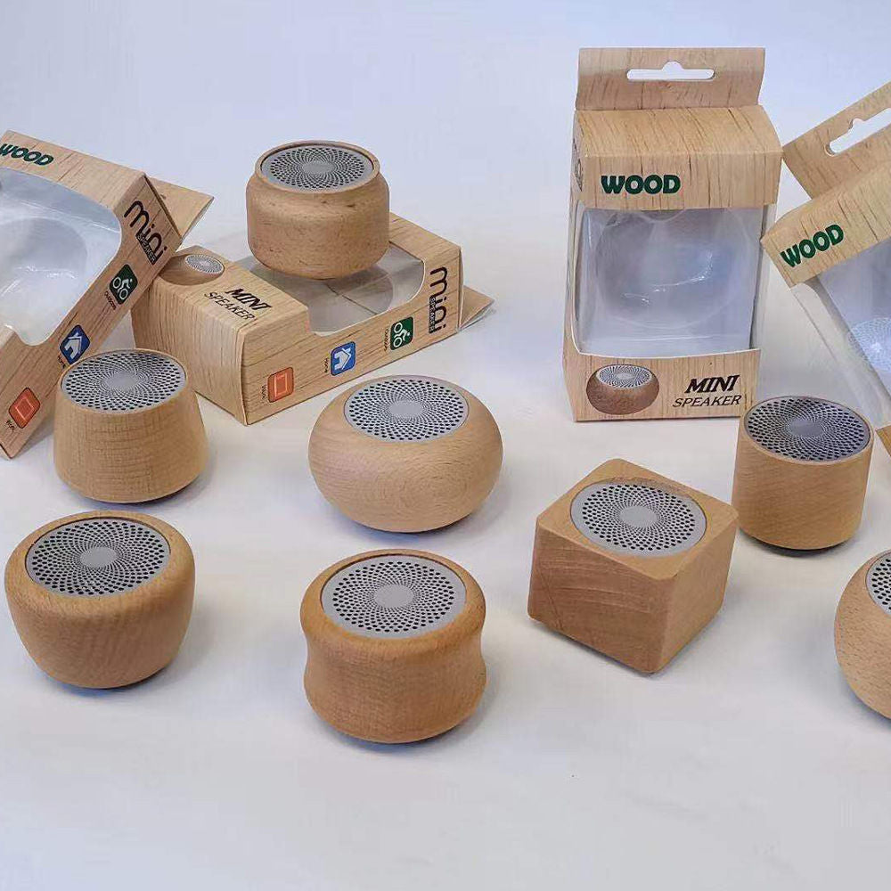 Retro bluetooth speaker - portable, creative gift, mini wireless subwoofer, solid wood small speaker set