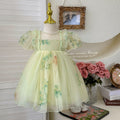 Girls' dress  summer sweet pearl bowknot gown puff sleeve princess dress