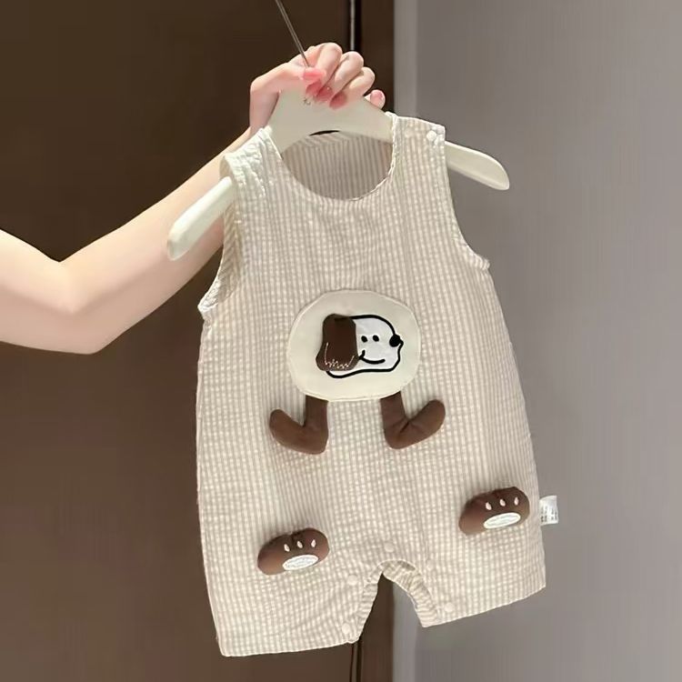 Baby summer romper - sleeveless cartoon bodysuit for newborn boys - cute cartoon onesie - lightweight summer outfit for newborns