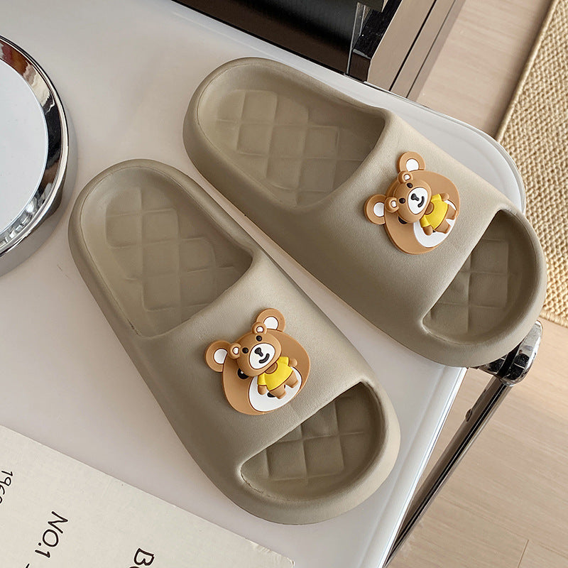 Rotate bear slippers women's eva thick solesummeroutwearcute indoor home bathroom non-slip deodorizing filter one-piece sandals