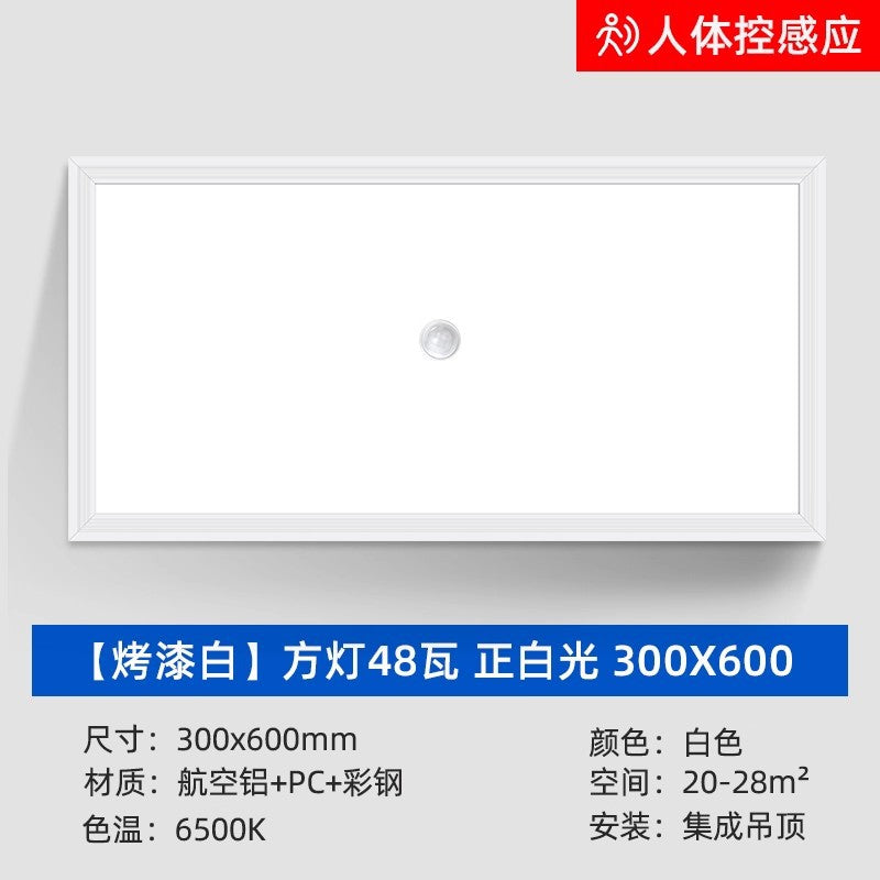 Led integrated ceiling smart panel light - bathroom, hallway, radar & motion sensor, aluminum clip-in, sound control flat panel light
