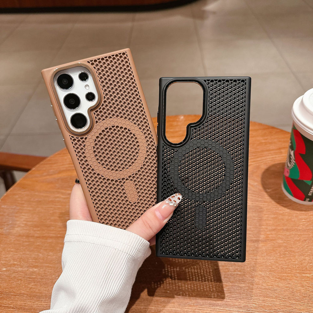 Premium mesh cooling magnetic case for samsung s26 ultra, honeycomb breathable mesh, skin-feel anti-drop for s24/s23