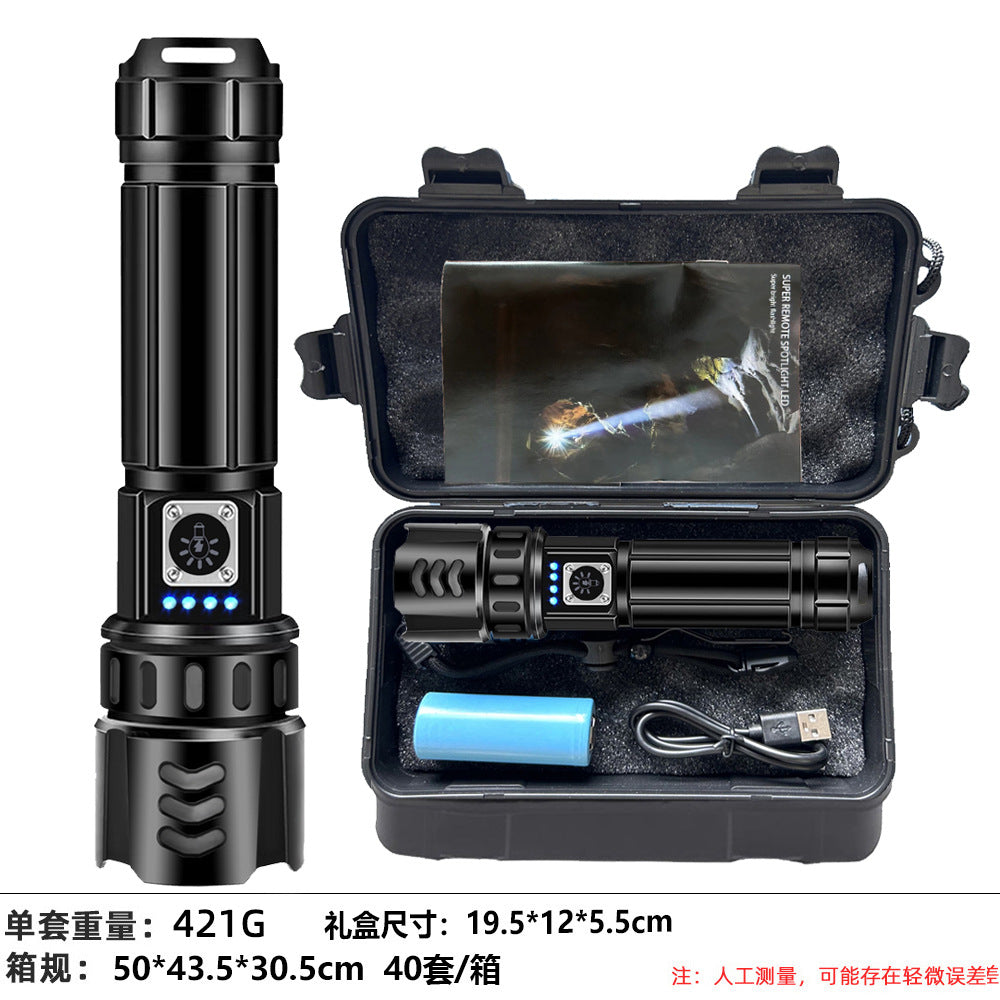 Cross-border explosive aluminum alloy strong light flashlight battery outdoor convenient emergency small zoom remote shooting flashlight