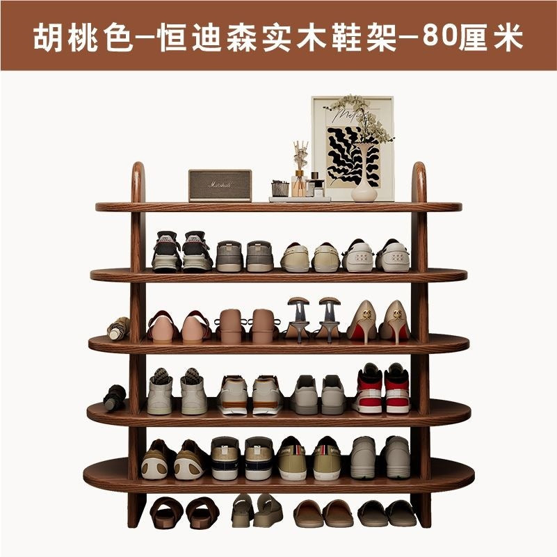 Multi-layer shoe rack shoe cabinet storage entrance multi-functional casual dust-proof scandinavian all solid wood simple thickened living room storage