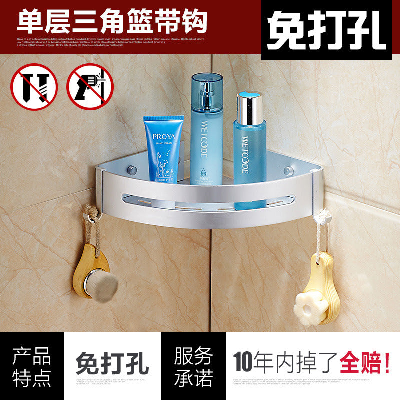 Sink Shelf Wall Hanging No Punching Black Toilet Toilet Storage Shower Room Space Aluminum Bathroom Triangle