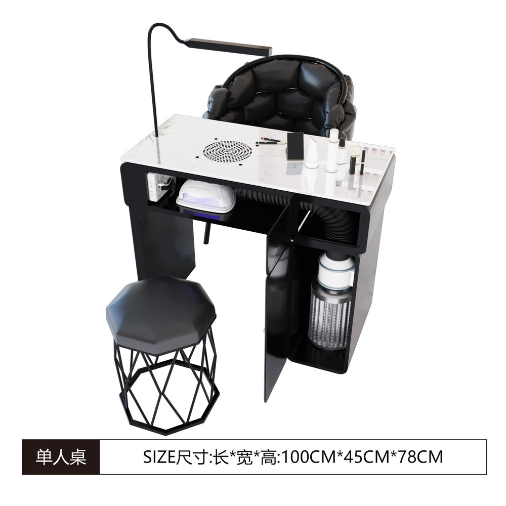 New arrival marble iron porcelain surface turbine manicure table and chair suit economical single and double multi-functional odor-free carbon steel paint
