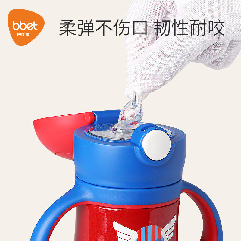 Kids' insulated sippy cup with straw - convertible baby bottle, training cup, and stainless steel thermos for toddlers and big kids