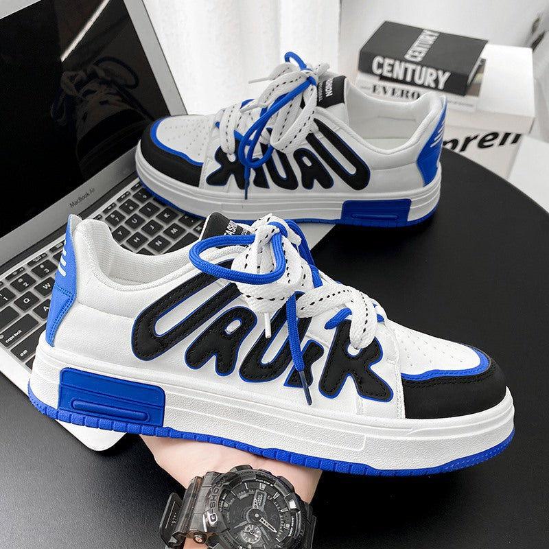 Spring & fall men's shoes 2025new arrivaltrendyeasiest for match hong kong style casual flat shoes youth heightening sports white trendy shoes