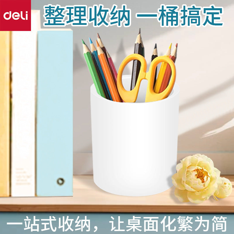 Deli NS023 round pen holder simple and fashionable high school student office desktop stationery storage pencil case wholesale