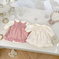 Newborn spring fashion set: rose floral romper dress, stylish princess outfit for baby girls, two-piece set