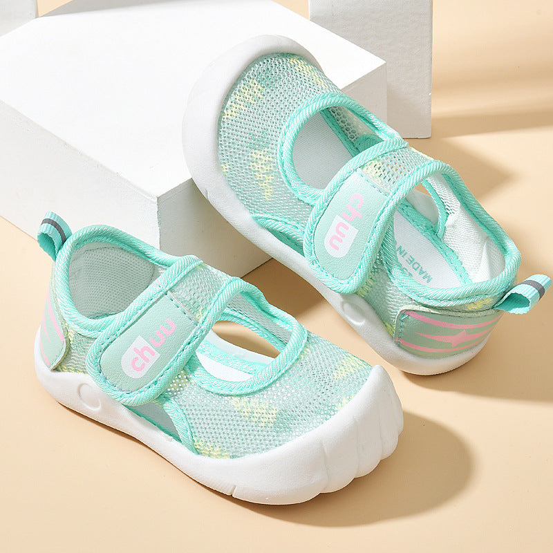 Baby sandals for boys, summer first walker shoes, 0-1-2 years old infant anti-slip soft sole mesh shoes for babies and toddlers, baby girl shoes