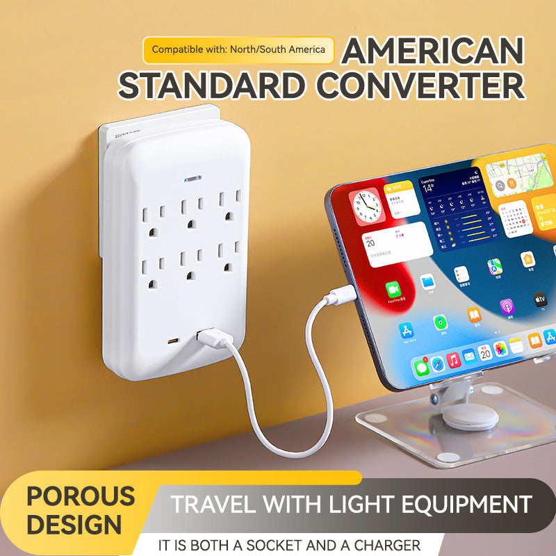 supply of american standard 110v converter socket usb+type-c fast charging strip socket slot expansion multi-hole