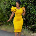 D575 cross-border independent station fashion summer women's beaded ruffle sleeve bodycon party dress african dress