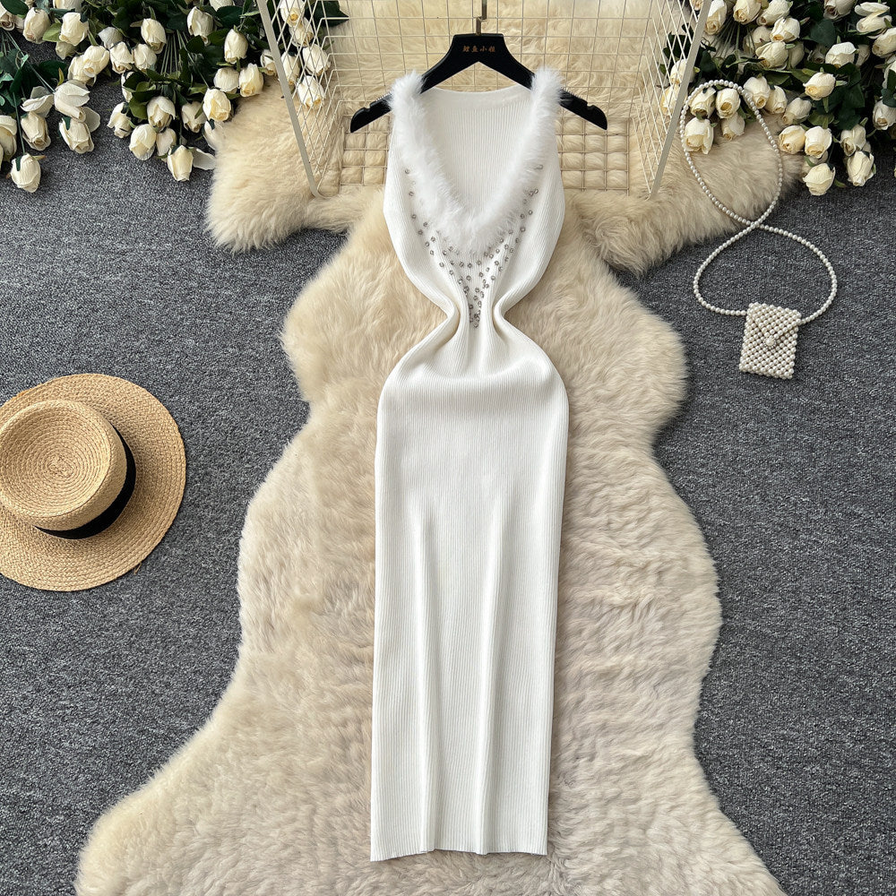 French riviera style halter sleeveless dress - women's summer cinched waist slimming tiered ruffle cake dress