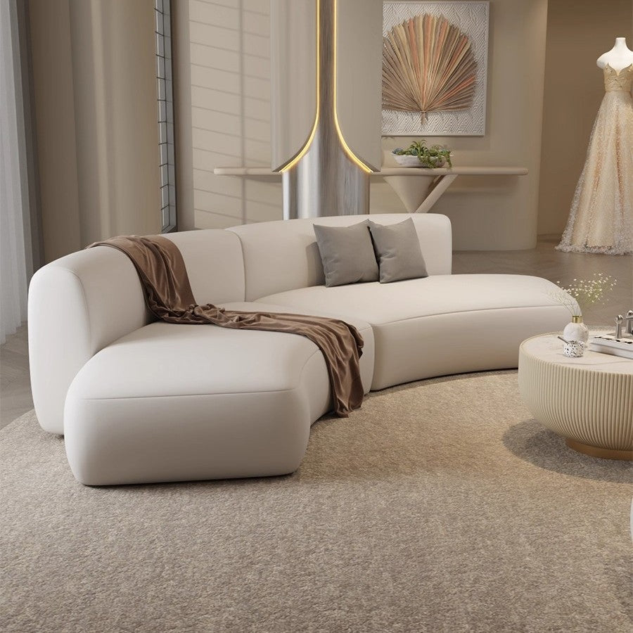 Curved and asymmetrical corner sofa for lounges, hotel lobbies, reception areas, meeting and negotiation spaces, beauty salons, and sales centers