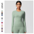 nude feel brushed yoga top - quick-dry, compression fit, long sleeve activewear for running and fitness