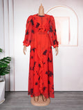 Amazon new arrivalretrolongrufflesdress cross-border foreign trade  african printing long skirt