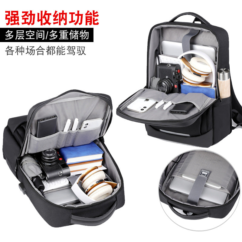 Backpack Men's Business Computer Backpack Large Capacity USB Charging Lightweight Travel Backpack Printable Logo