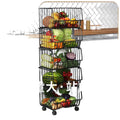 Kitchen basket storage rack, freestanding multi-tier fruit and vegetable organizer, multi-functional oven and microwave rack, pot and pan shelf