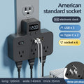Us standard power strip, american plug adapter, us/canada converter, overload protection, ul/fcc certified, with clock