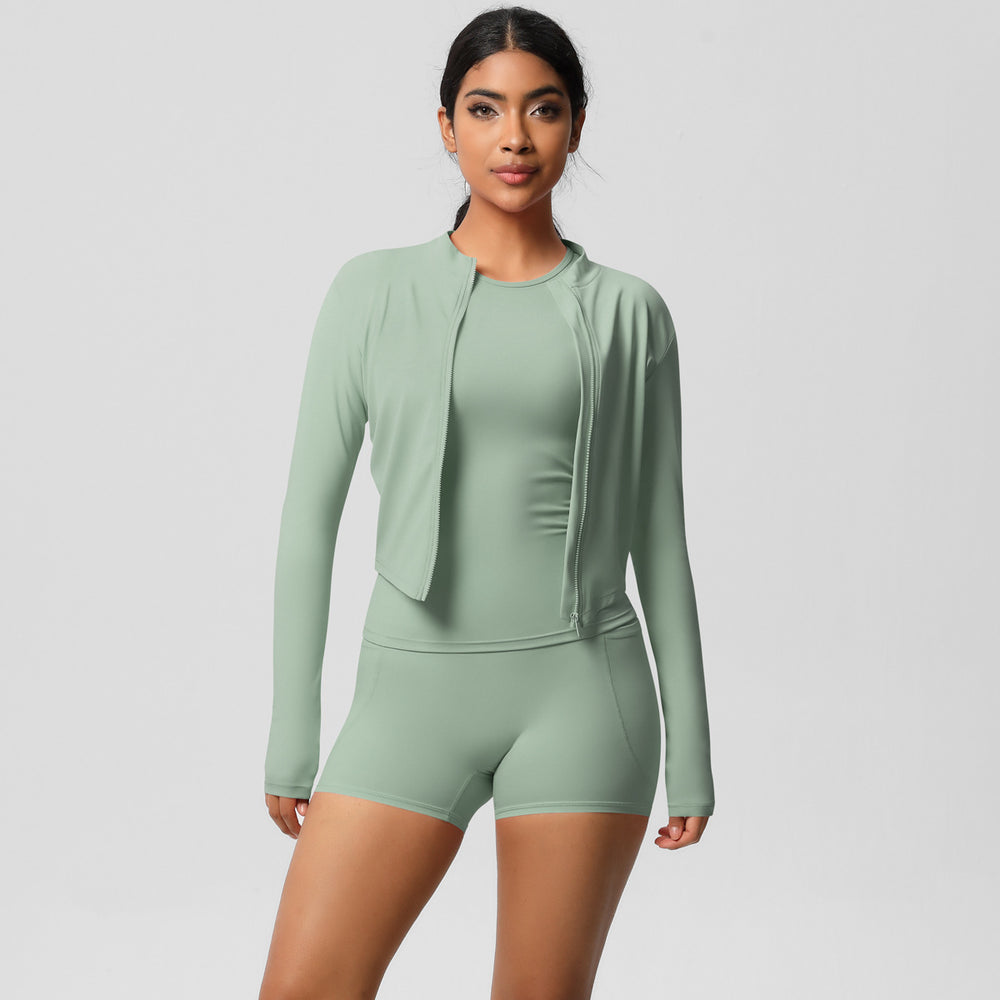 new cloud-feel quick-dry compression pocket shorts sports three-piece set pilates yoga running fitness outfit