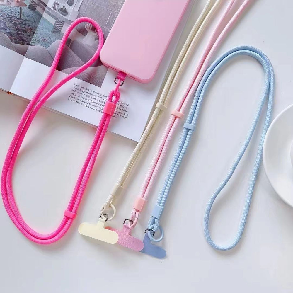 Adjustable buckle pure color mobile phone lanyard cross-body halter dual-purpose nylon rope woven strong and durable anti-lost anti-fall