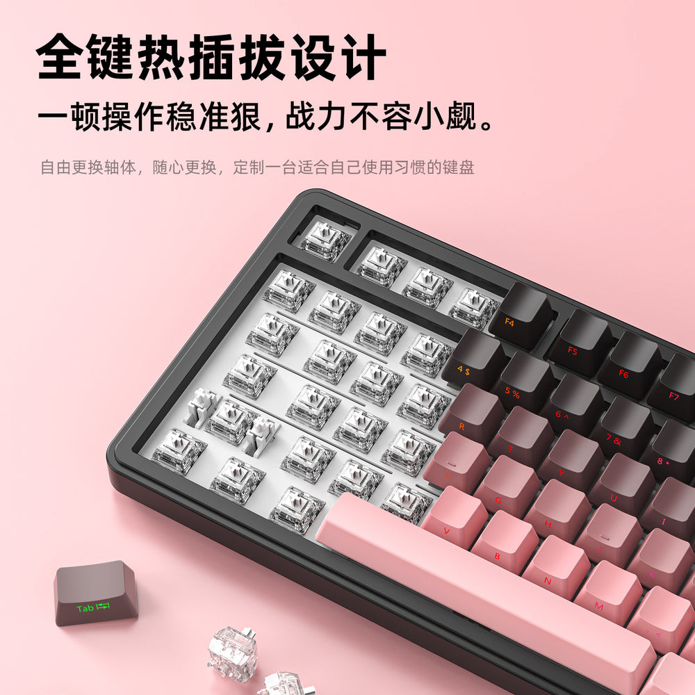 Attack shark x85 mechanical keyboard - rgb tri-mode wireless bluetooth hot-swappable side-printed gaming customizable backlit keyboard