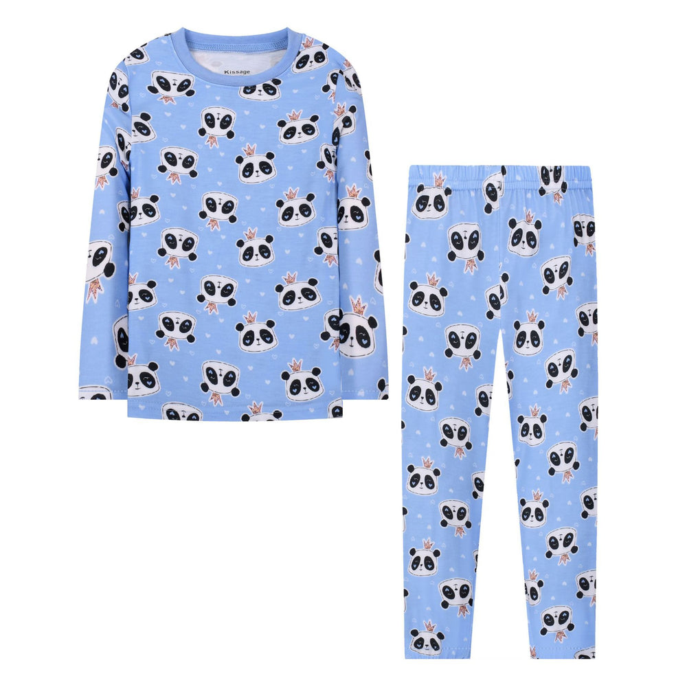 european and american style children's pajamas, all-over print with cute panda design, wholesale export children's clothing