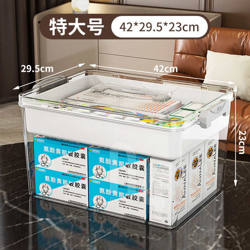 Household medicine box Medical medicine box Multi-layer finishing box Storage Household medicine Transparent portable storage box Medical first aid box