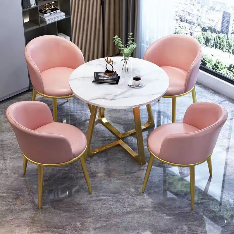 Nordic light luxury negotiation table and chair set, balcony leisure table and chair set, small coffee table, casual reception, modern minimalist small round table