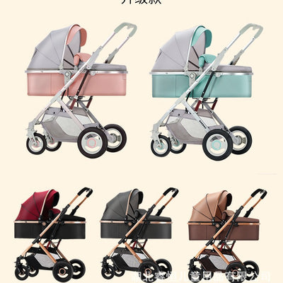 Customized kids stroller, two-way, sit and lie down, baby one-click foldable high-view stroller, foldable