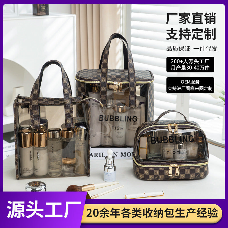 Yulang Portable Transparent Cosmetic Bag Wash Bag Travel Storage Large Capacity Cosmetics Storage Bag Waterproof Beach Bag