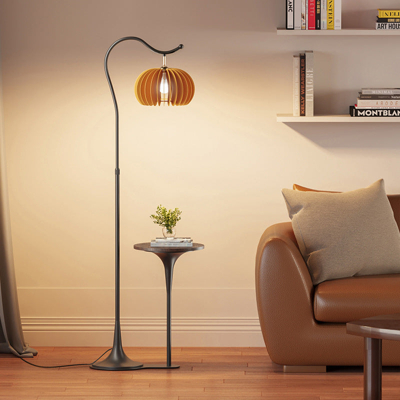 American retro double pillar floor lamp - creative study, living room, sofa side, walnut coffee table with storage shelf floor lamp