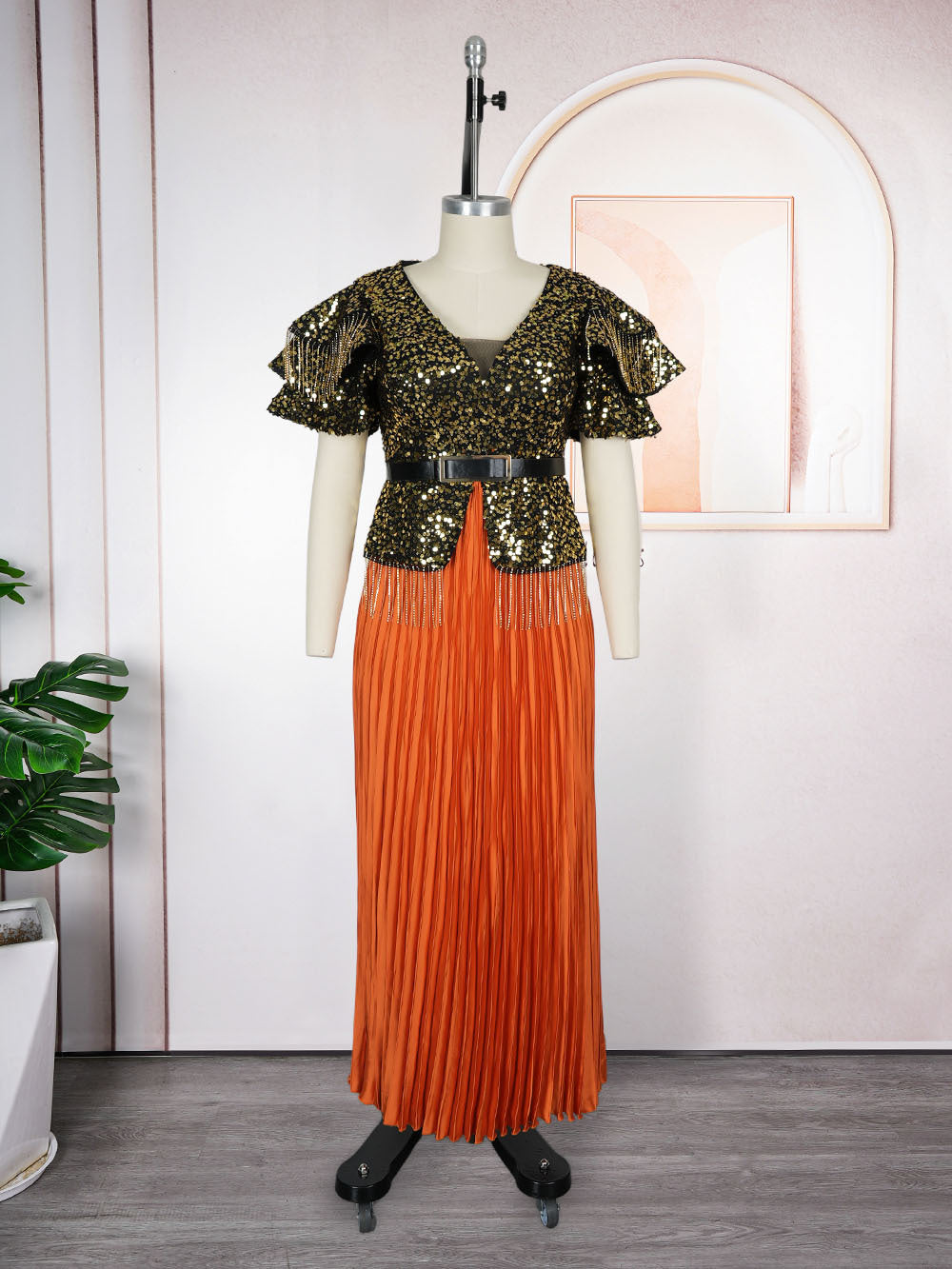 European and american party dresses elegant long gowns cross-border plus size foreign trade  african women's clothing sequin dresses
