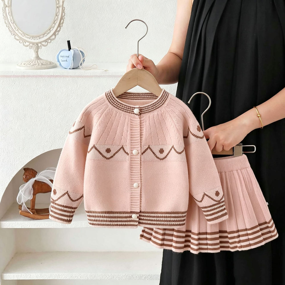 Girls' knitted sweater set - autumn  new collection: two-piece sweater dress for little girls