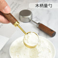 Italian wood coffee short handle measuring spoon solid wood handle stainless steel measuring spoon cross-border coffee mini spoon powder hammer