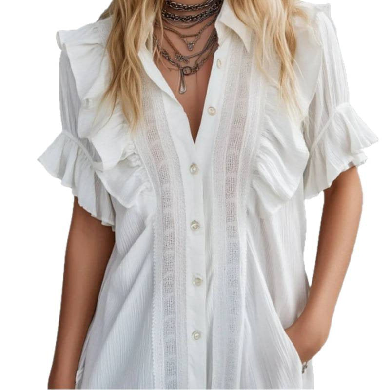 Amazon fashionelegantcasualeasiest for matchslitpatchworkpolo collar shirtsummernew arrivalslimming looktops