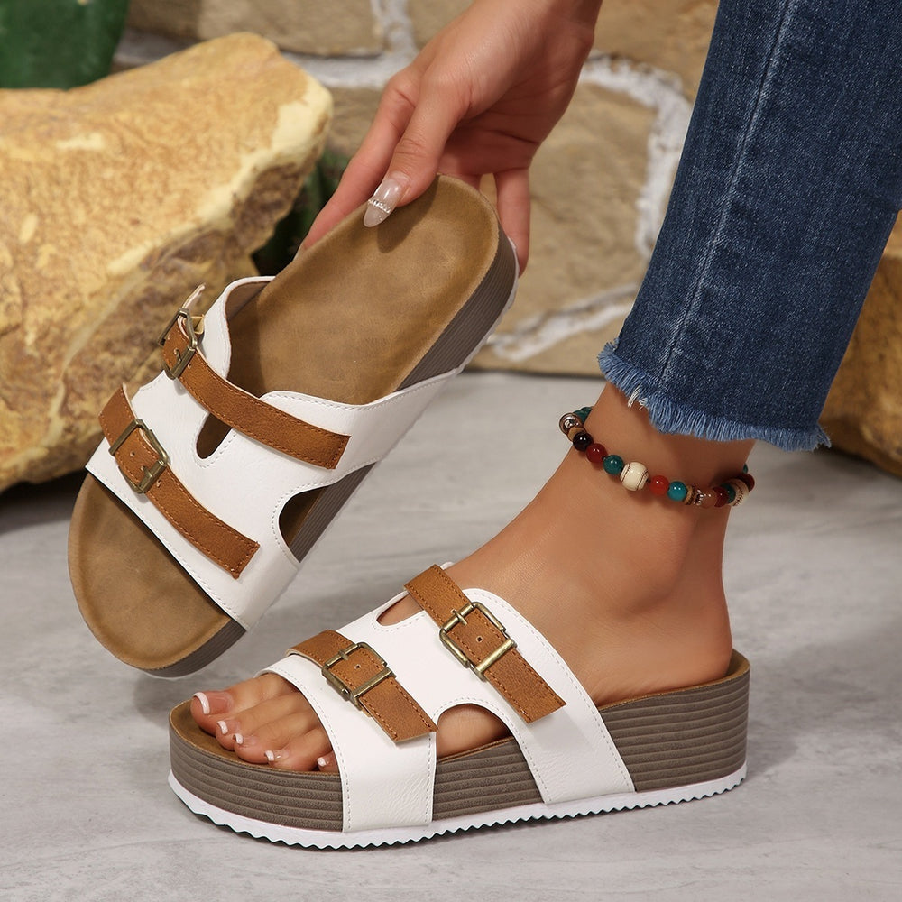 Wholesale women's plus size platform wedge sandals with ankle strap - new  summer collection, lightweight foam sole beach shoes